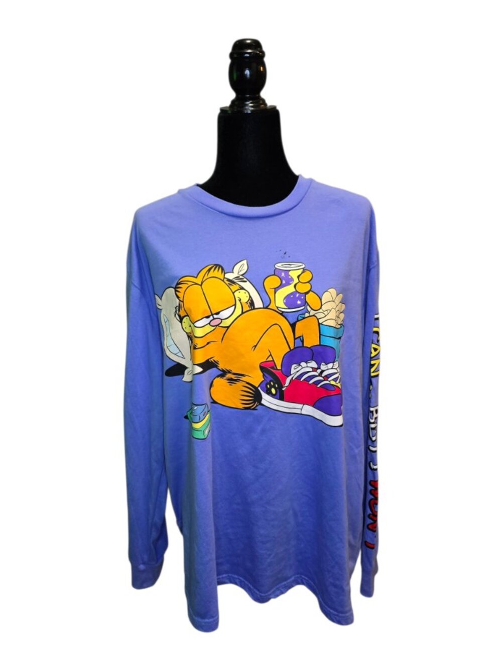 Nickelodeon Garfield Purple Long Sleeve UNISEX Shirt Size 2XL Cotton Polyester